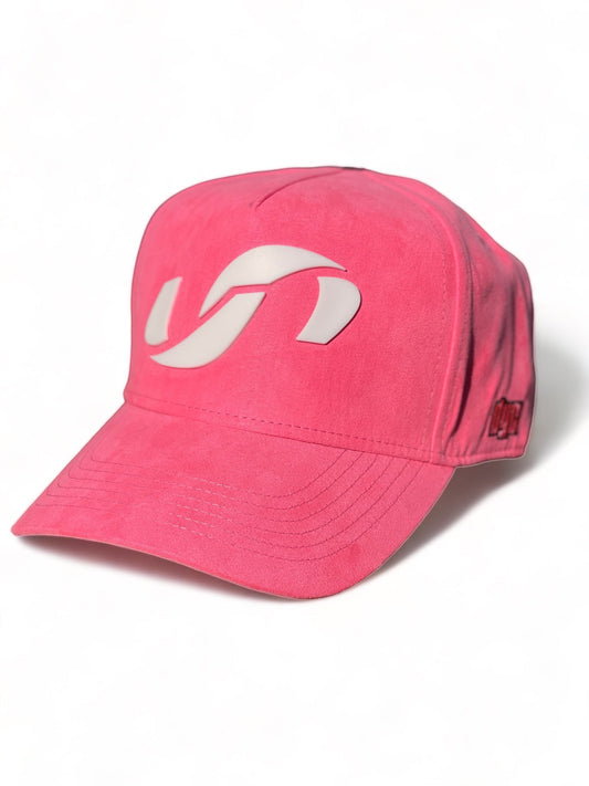 Suede Pink Hat Silicone Logo