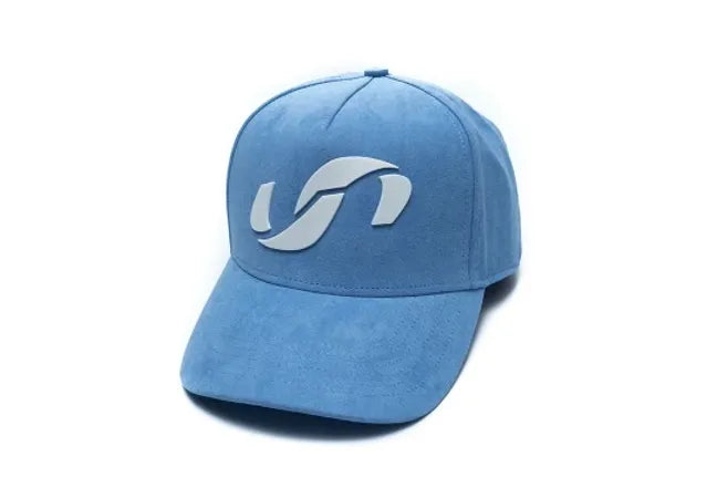 Suede Blue Hat Silicone Logo